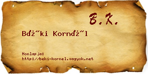 Béki Kornél névjegykártya